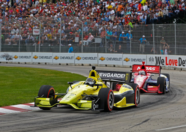 1-3 June, 2012, Detroit, Michigan, USA
Josef Newgarden leads Graham Rahal.
(c)2012, Phillip G. Abbott
LAT Photo USA