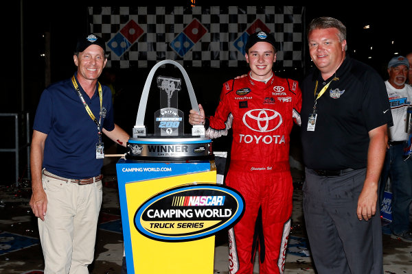 25 June, 2016, Madison, Illinois USA
Christopher Bell celebrates in victory lane
©2016, Russell LaBounty
LAT Photo USA

