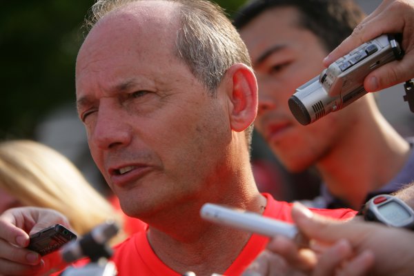 2007 Malaysian Grand Prix - Sunday Race
Sepang, Kuala Lumpur. Malaysia.
8th April 2007.
Ron Dennis, Team Principal, McLaren Mercedes, is interviewed after the race. Media, Portrait.
World Copyright: Andrew Ferraro/LAT Photographic.
ref: Digital Image ZP9O2748 2007 Malaysian Grand Prix - Sunday Race
Sepang, Kuala Lumpur. Malaysia.
8th April 2007.
Ron Dennis, Team Principal, McLaren Mercedes, is interviewed after the race. Media, Portrait.
World Copyright: Andrew Ferraro/LAT Photographic.
ref: Digital Image ZP9O2748