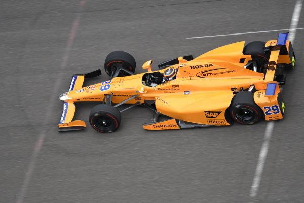 Verizon IndyCar Series
Fernando Alonso Test for Indianapolis 500
Indianapolis Motor Speedway, Indianapolis, IN USA
Wednesday 3 May 2017
Fernando Alonso turns his first career laps on an oval in preparation for his Indianapolis 500 debut.
World Copyright: Walt Kuhn
LAT Images Verizon IndyCar Series
Fernando Alonso Test for Indianapolis 500
Indianapolis Motor Speedway, Indianapolis, IN USA
Wednesday 3 May 2017
Fernando Alonso turns his first career laps on an oval in preparation for his Indianapolis 500 debut.
World Copyright: Walt Kuhn
LAT Images
