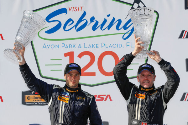 2017 IMSA Continental Tire SportsCar Challenge
Visit Sebring 120
Sebring International Raceway, Sebring, FL USA
Friday 17 March 2017
60, Ford, Ford Mustang, GS, Jade Buford, Scott Maxwell, podium
World Copyright: MIchael L. Levitt
LAT Images
ref: Digital Image levitt_seb_0317-15379