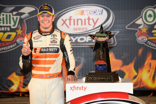 NASCAR XFINITY Series
O’Reilly Auto Parts 300
Texas Motor Speedway
Fort Worth, TX USA
Saturday 4 November 2017
Erik Jones, GameStop Call of Duty WWII Toyota Camry, celebrates in victory Lane.
World Copyright: John K Harrelson
LAT Images