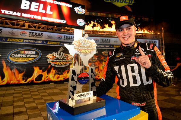 NASCAR Camping World Truck Series
winstaronlinegaming.com 400
Texas Motor Speedway, Ft. Worth, TX USA
Friday 9 June 2017
Christopher Bell, JBL Toyota Tundra, celebrates in Victory Lane.
World Copyright: John K Harrelson
LAT Images
ref: Digital Image 17TEX2jh_02512 NASCAR Camping World Truck Series
winstaronlinegaming.com 400
Texas Motor Speedway, Ft. Worth, TX USA
Friday 9 June 2017
Christopher Bell, JBL Toyota Tundra, celebrates in Victory Lane.
World Copyright: John K Harrelson
LAT Images
ref: Digital Image 17TEX2jh_02512