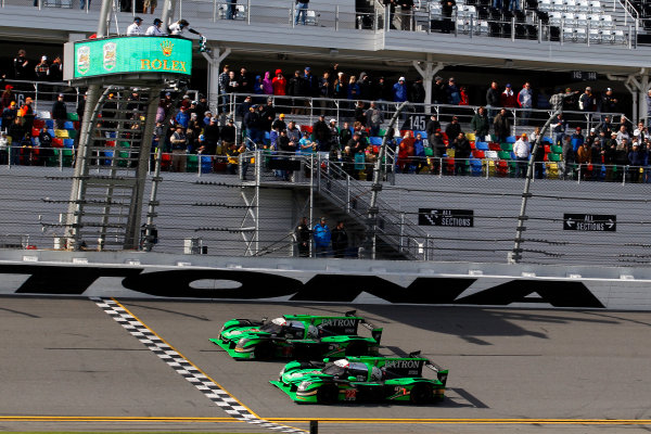 2017 Rolex 24 Hours.
Daytona, Florida, USA
Sunday 29 January 2017.
Checkered flag for #22 Tequila Patron ESM Nissan DPi: Ed Brown, Johannes van Overbeek, Bruno Senna, Brendon Hartley and #2 Tequila Patr?n ESM Nissan DPi: Scott Sharp, Ryan Dalziel, Luis Felipe Derani, Brendon Hartley
World Copyright: Alexander Trienitz/LAT Images
ref: Digital Image 2017-24h-Daytona-AT2-3366