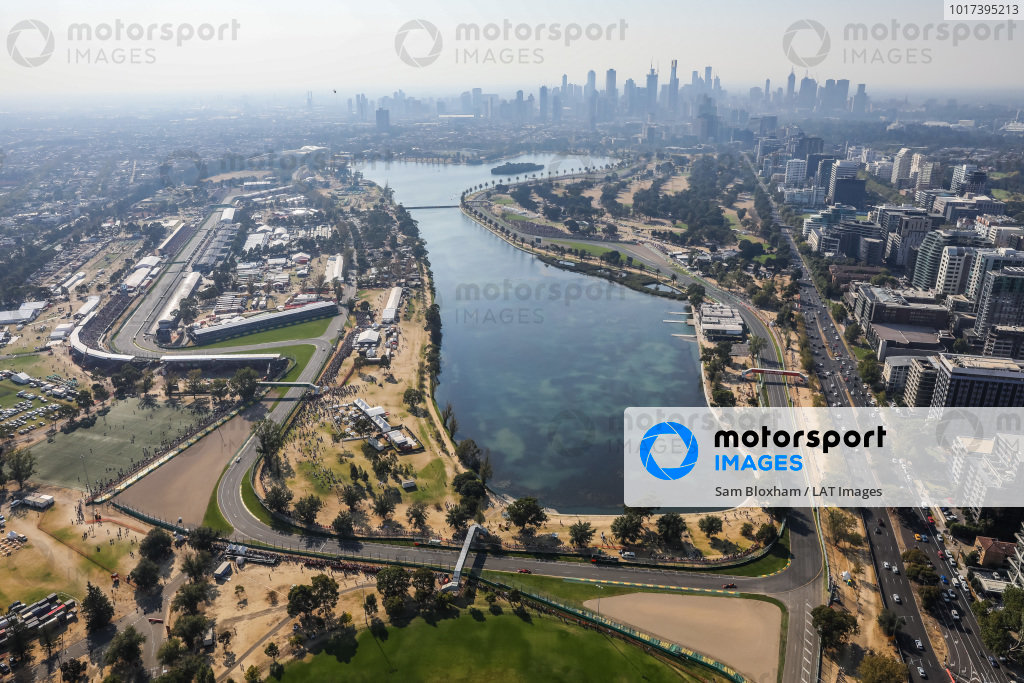 An aerial view of the circuit as the race unfolds An aerial view of the circuit as the race unfolds