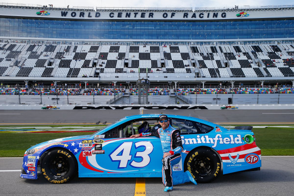 13-21 February, 2016, Daytona Beach, Florida USA
Aric Almirola, driver of the #43 Smithfield Ford, poses with his car after qualifying for the NASCAR Sprint Cup Series Daytona 500 at Daytona International Speedway on February 14, 2016 in Daytona Beach, Florida.
LAT Photo USA via NASCAR via Getty Images 13-21 February, 2016, Daytona Beach, Florida USA
Aric Almirola, driver of the #43 Smithfield Ford, poses with his car after qualifying for the NASCAR Sprint Cup Series Daytona 500 at Daytona International Speedway on February 14, 2016 in Daytona Beach, Florida.
LAT Photo USA via NASCAR via Getty Images