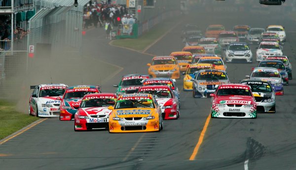 2003 Australian V8 Supercars Melbourne
Victoria,Australia 9th March 2003
Holden driver Jason Bright leads ex team mate Mark Skaife into the first corner during the start of race 1 of the V8 Supercars at the 2003 Australian GP.
World Copyright: Mark Horsburgh/LAT
Photographic ref: Digital Image Only
2003 Australian V8 Supercars Melbourne
Victoria,Australia 9th March 2003
Holden driver Jason Bright leads ex team mate Mark Skaife into the first corner during the start of race 1 of the V8 Supercars at the 2003 Australian GP.
World Copyright: Mark Horsburgh/LAT
Photographic ref: Digital Image Only