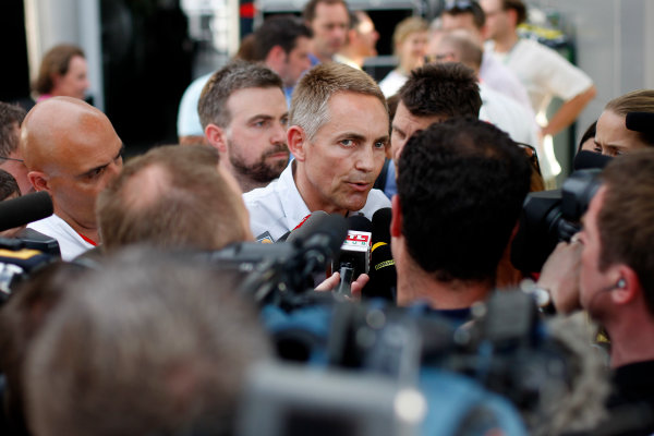 Sepang, Kuala Lumpur, Malaysia
2nd April 2009
Martin Whitmarsh, Team Principal, McLaren Mercedes explains Lewis Hamilton's disqualification in Australia to the assembled media. Portrait.
World Copyright: Glenn Dunbar/LAT Photographic
ref: Digital Image _O9T3479 Sepang, Kuala Lumpur, Malaysia
2nd April 2009
Martin Whitmarsh, Team Principal, McLaren Mercedes explains Lewis Hamilton's disqualification in Australia to the assembled media. Portrait.
World Copyright: Glenn Dunbar/LAT Photographic
ref: Digital Image _O9T3479