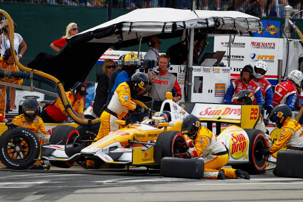 1-3 June, 2012, Detroit, Michigan, USA
Ryan Hunter-Reay completes a pit stop.
(c)2012, Phillip G. Abbott
LAT Photo USA