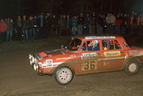 Lombard RAC Rally, Great Britain. 22-26 November 1975.
John Haugland/Fred Gallagher (Skoda 130S), 15th position, action. 
World Copyright: LAT Photographic.
Ref:  75WRC RAC 01