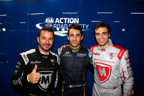 Qualifying - Top three drivers
Putrajaya E-Prix, Malaysia - 20th-22nd November 2014.
Saturday 22 November 2014.
Nicolas Prost (FRA)/E.dams Renault - Spark-Renault SRT_01E Oriol Servia (SPA)/Dragon Racing - Spark-Renault SRT_01E Jerome D'Ambrosio (BEL)/Dragon Racing - Spark-Renault SRT_01E
Photo: Adam Warner/LAT/ Formula E
ref: Digital Image _L5R4051 Qualifying - Top three drivers
Putrajaya E-Prix, Malaysia - 20th-22nd November 2014.
Saturday 22 November 2014.
Nicolas Prost (FRA)/E.dams Renault - Spark-Renault SRT_01E Oriol Servia (SPA)/Dragon Racing - Spark-Renault SRT_01E Jerome D'Ambrosio (BEL)/Dragon Racing - Spark-Renault SRT_01E
Photo: Adam Warner/LAT/ Formula E
ref: Digital Image _L5R4051