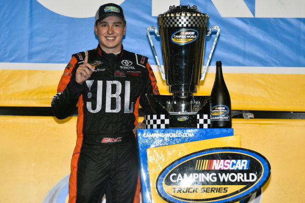 NASCAR Camping World Truck Series
Ford EcoBoost 200
Homestead-Miami Speedway, Homestead, FL USA
Friday 17 November 2017
Christopher Bell, JBL Toyota Tundra celebrates winning the 2017 NASCAR Camping world Truck Series Championship
World Copyright: Nigel Kinrade
LAT Images NASCAR Camping World Truck Series
Ford EcoBoost 200
Homestead-Miami Speedway, Homestead, FL USA
Friday 17 November 2017
Christopher Bell, JBL Toyota Tundra celebrates winning the 2017 NASCAR Camping world Truck Series Championship
World Copyright: Nigel Kinrade
LAT Images