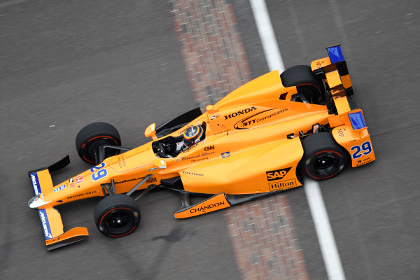 Verizon IndyCar Series
Fernando Alonso Test for Indianapolis 500
Indianapolis Motor Speedway, Indianapolis, IN USA
Wednesday 3 May 2017
Fernando Alonso turns his first career laps on an oval in preparation for his Indianapolis 500 debut.
World Copyright: Walt Kuhn
LAT Images Verizon IndyCar Series
Fernando Alonso Test for Indianapolis 500
Indianapolis Motor Speedway, Indianapolis, IN USA
Wednesday 3 May 2017
Fernando Alonso turns his first career laps on an oval in preparation for his Indianapolis 500 debut.
World Copyright: Walt Kuhn
LAT Images