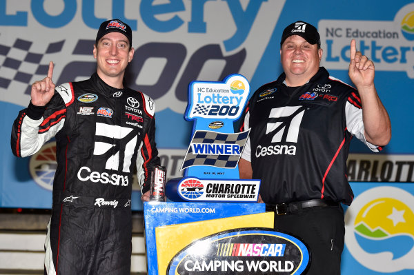 NASCAR Camping World Truck Series
North Carolina Education Lottery 200
Charlotte Motor Speedway, Concord, NC USA
Friday 19 May 2017
Kyle Busch, Cessna Toyota Tundra celebrates his win in Victory Lane
World Copyright: Nigel Kinrade
LAT Images
ref: Digital Image 17CLT1nk04974 NASCAR Camping World Truck Series
North Carolina Education Lottery 200
Charlotte Motor Speedway, Concord, NC USA
Friday 19 May 2017
Kyle Busch, Cessna Toyota Tundra celebrates his win in Victory Lane
World Copyright: Nigel Kinrade
LAT Images
ref: Digital Image 17CLT1nk04974