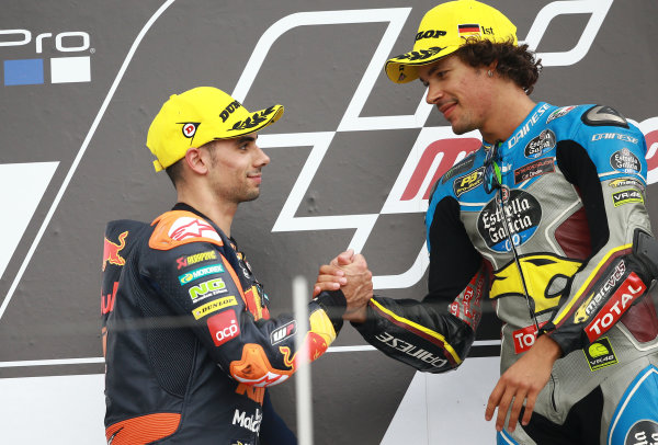 2017 Moto2 Championship - Round 9
Sachsenring, Germany
Sunday 2 July 2017
Podium: race winner Franco Morbidelli, Marc VDS, second place Miguel Oliveira, Red Bull KTM Ajo
World Copyright: David Goldman/LAT Images
ref: Digital Image 34022 2017 Moto2 Championship - Round 9
Sachsenring, Germany
Sunday 2 July 2017
Podium: race winner Franco Morbidelli, Marc VDS, second place Miguel Oliveira, Red Bull KTM Ajo
World Copyright: David Goldman/LAT Images
ref: Digital Image 34022