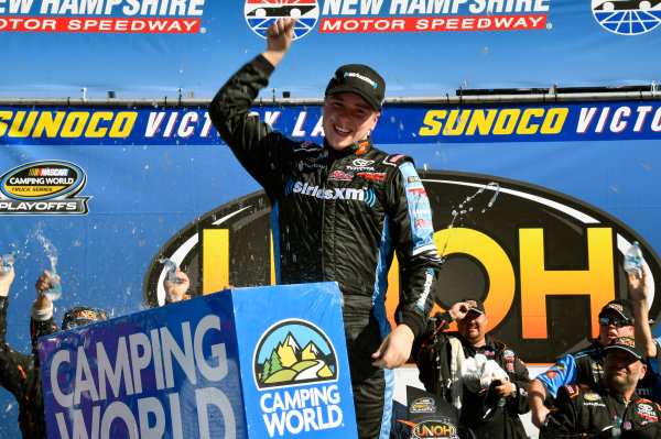 NASCAR Camping World Truck Series
UNOH 175 
New Hampshire Motor Speedway
Loudon, NH USA
Saturday 23 September 2017
Christopher Bell, SiriusXM Toyota Tundra celebrates his win
World Copyright: Rusty Jarrett
LAT Images