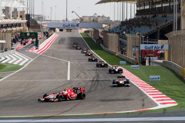 2017 FIA Formula 2 Round 1.
Bahrain International Circuit, Sakhir, Bahrain. 
Sunday 16 April 2017.
Antonio Fuoco (ITA, PREMA Racing), Stefano Coletti (MON, Campos Racing) 
Photo: Zak Mauger/FIA Formula 2.
ref: Digital Image _56I1906