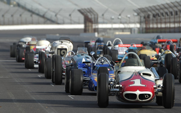 12 October, 2010, Indianapolis, Indiana, USA
33 Historic cars representing the 100 year history of the Indy 500 are gathered on the grid of the Indianapolis Motor Speedway
Â©2010, Dan R. Boyd, USA
LAT Photographic