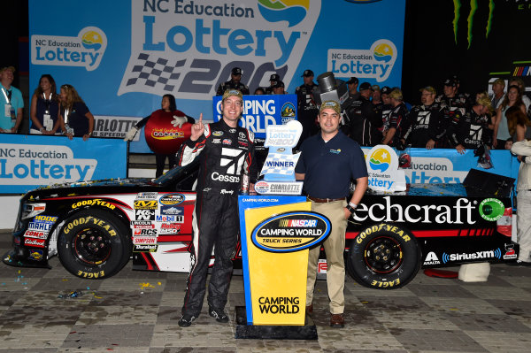 NASCAR Camping World Truck Series
North Carolina Education Lottery 200
Charlotte Motor Speedway, Concord, NC USA
Friday 19 May 2017
Kyle Busch, Cessna Toyota Tundra celebrates his win in Victory Lane
World Copyright: Nigel Kinrade
LAT Images
ref: Digital Image 17CLT1nk04900