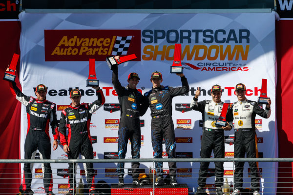 IMSA WeatherTech SportsCar Championship
Advance Auto Parts SportsCar Showdown
Circuit of The Americas, Austin, TX USA
Saturday 6 May 2017
IMSA WeatherTech Advance Auto Parts SportsCar Showdown, Prototype Podium, 10, Cadillac DPi, P, Ricky Taylor, Jordan Taylor, 31, Dane Cameron, Eric Curran, 5, Joao Barbosa, Christian Fittipaldi
World Copyright: Jake Galstad
LAT Images
ref: Digital Image galstad-COTA-0417-50223