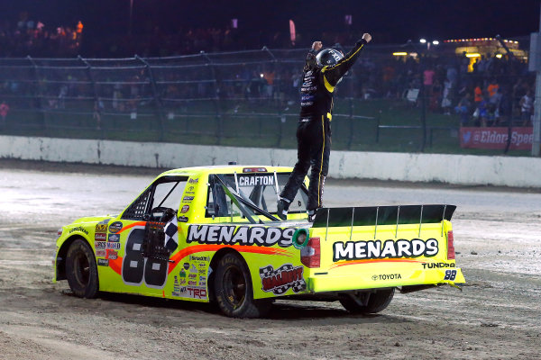 NASCAR Camping World Truck Series
Eldora Dirt Derby
Eldora Speedway, Rossburg, OH USA
Wednesday 19 July 2017
Matt Crafton, Ideal Door / Menards Toyota Tundra celebrates his win
World Copyright: Russell LaBounty
LAT Images NASCAR Camping World Truck Series
Eldora Dirt Derby
Eldora Speedway, Rossburg, OH USA
Wednesday 19 July 2017
Matt Crafton, Ideal Door / Menards Toyota Tundra celebrates his win
World Copyright: Russell LaBounty
LAT Images