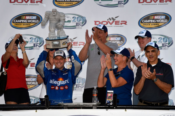 NASCAR Camping World Truck Series
Bar Harbor 200
Dover International Speedway, Dover, DE USA
Friday 2 June 2017
Johnny Sauter, Allegiant Airlines Chevrolet Silverado celebrates his win in Victory Lane
World Copyright: Nigel Kinrade
LAT Images
ref: Digital Image 17DOV1nk06858 NASCAR Camping World Truck Series
Bar Harbor 200
Dover International Speedway, Dover, DE USA
Friday 2 June 2017
Johnny Sauter, Allegiant Airlines Chevrolet Silverado celebrates his win in Victory Lane
World Copyright: Nigel Kinrade
LAT Images
ref: Digital Image 17DOV1nk06858