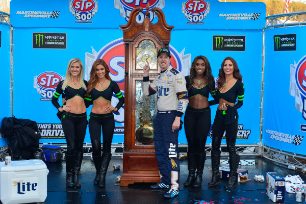 2017 Monster Energy NASCAR Cup Series
STP 500
Martinsville Speedway, Martinsville, VA USA
Sunday 2 April 2017
Brad Keselowski, Monster Girls in victory lane 
World Copyright: Logan Whitton/LAT Images
ref: Digital Image 17MART1LW2816