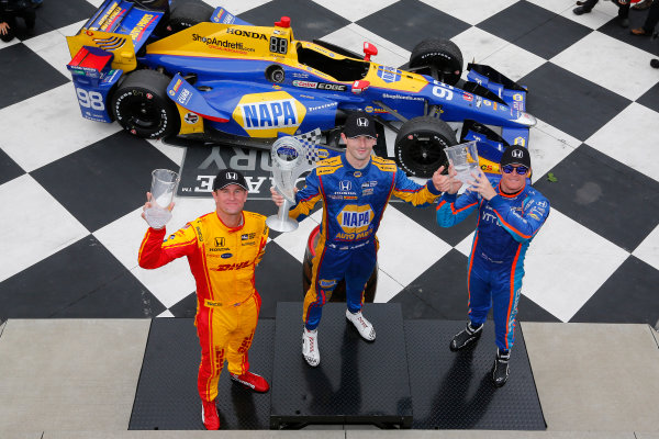 Verizon IndyCar Series
IndyCar Grand Prix at the Glen
Watkins Glen International, Watkins Glen, NY USA
Sunday 3 September 2017
Alexander Rossi, Curb Andretti Herta Autosport with Curb-Agajanian Honda, Ryan Hunter-Reay, Andretti Autosport Honda, Scott Dixon, Chip Ganassi Racing Teams Honda celebrate on the podium
World Copyright: Phillip Abbott
LAT Images
ref: Digital Image abbott_wglen_0817_10685