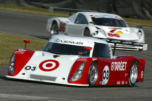January 7-9, 2005, Daytona International Speedway
The Target-Chip Ganassi Racing Lexus Riley (03) of Casey Mears, Scott Dixon and Darren Manning was one of the weekends quickest, lead the Synergy Racing BMW/Picchio of Steve Marshall, Blacksburg, Danny Marshall, Peyton Sellers,Archie Urciuoli and Walt Bohren
-2005, GREG ALECK, LAT Photographic January 7-9, 2005, Daytona International Speedway
The Target-Chip Ganassi Racing Lexus Riley (03) of Casey Mears, Scott Dixon and Darren Manning was one of the weekends quickest, lead the Synergy Racing BMW/Picchio of Steve Marshall, Blacksburg, Danny Marshall, Peyton Sellers,Archie Urciuoli and Walt Bohren
-2005, GREG ALECK, LAT Photographic