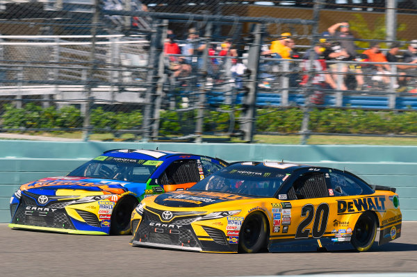 Monster Energy NASCAR Cup Series
Ford EcoBoost 400
Homestead-Miami Speedway, Homestead, FL USA
Sunday 19 November 2017
Kyle Busch, Joe Gibbs Racing, M&M's Caramel Toyota Camry and Matt Kenseth, Joe Gibbs Racing, DEWALT Hurricane Recovery Toyota Camry
World Copyright: Nigel Kinrade
LAT Images Monster Energy NASCAR Cup Series
Ford EcoBoost 400
Homestead-Miami Speedway, Homestead, FL USA
Sunday 19 November 2017
Kyle Busch, Joe Gibbs Racing, M&M's Caramel Toyota Camry and Matt Kenseth, Joe Gibbs Racing, DEWALT Hurricane Recovery Toyota Camry
World Copyright: Nigel Kinrade
LAT Images