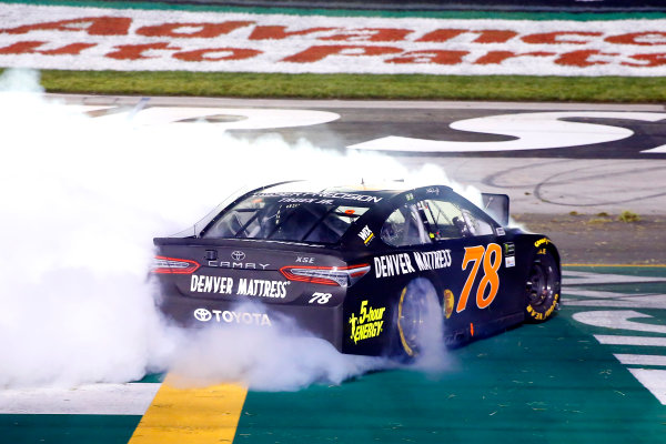 Monster Energy NASCAR Cup Series
Quaker State 400
Kentucky Speedway, Sparta, KY USA
Saturday 8 July 2017
Martin Truex Jr, Furniture Row Racing, Furniture Row/Denver Mattress Toyota Camry celebrates his win with a burnout
World Copyright: Russell LaBounty
LAT Images Monster Energy NASCAR Cup Series
Quaker State 400
Kentucky Speedway, Sparta, KY USA
Saturday 8 July 2017
Martin Truex Jr, Furniture Row Racing, Furniture Row/Denver Mattress Toyota Camry celebrates his win with a burnout
World Copyright: Russell LaBounty
LAT Images