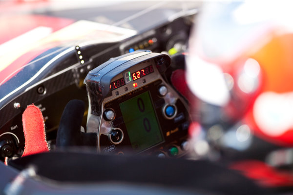 Paul Ricard, France. 9th - 11th April 2010.
Steering wheel detail on the car of Dindo Capello / Tom Kristensen / Allan McNish, (Audi Sport Team Joest, Audi R15 TDI).
Detail.
World Copyright: Drew Gibson/LAT Photographic.
Digital Image _Y8P8391 Paul Ricard, France. 9th - 11th April 2010.
Steering wheel detail on the car of Dindo Capello / Tom Kristensen / Allan McNish, (Audi Sport Team Joest, Audi R15 TDI).
Detail.
World Copyright: Drew Gibson/LAT Photographic.
Digital Image _Y8P8391