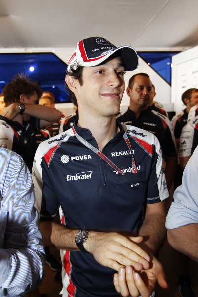 Circuit de Catalunya, Barcelona, Spain
12th May 2012
Bruno Senna, Williams F1 Team, arrives at the celebration held for Sir Frank Williams, Team Principal, Williams F1, to celebrate his 70th birthday.
World Copyright:Charles Coates/LAT Photographic
ref: Digital Image _X5J6671