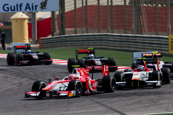 2017 FIA Formula 2 Round 1.
Bahrain International Circuit, Sakhir, Bahrain. 
Sunday 16 April 2017.
Antonio Fuoco (ITA, PREMA Racing), Stefano Coletti (MON, Campos Racing) 
Photo: Zak Mauger/FIA Formula 2.
ref: Digital Image _X0W4921