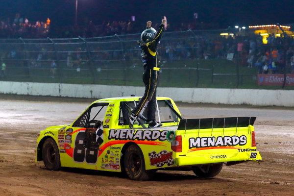 NASCAR Camping World Truck Series
Eldora Dirt Derby
Eldora Speedway, Rossburg, OH USA
Wednesday 19 July 2017
Matt Crafton, Ideal Door / Menards Toyota Tundra celebrates his win
World Copyright: Russell LaBounty
LAT Images NASCAR Camping World Truck Series
Eldora Dirt Derby
Eldora Speedway, Rossburg, OH USA
Wednesday 19 July 2017
Matt Crafton, Ideal Door / Menards Toyota Tundra celebrates his win
World Copyright: Russell LaBounty
LAT Images