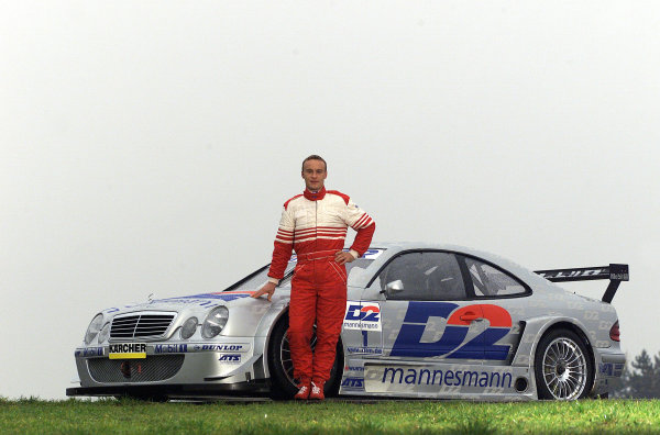 Hockenheim, Germany. 17th  November 2000
Motorbike star Ralf Waldmanntests a Mercedes-Benz CLK DTM car. 

After 20 laps on the short track of the Hockenheimring, Ralf Waldmann was very impressed: ÃSuper, I can handle the car quite well, although the conditions on the track (wet and slippery track), especially at the beginning of the test werenÃt perfect. The CLK is great fun to drive and easy to control. It is definitely a big advantage that you donÃt fall when the wheels lock up. IÃm delighted that Mercedes has kept its promise and has allowed me to try such a car. However, this test should be seen as a unique occasion, and not as a definite indication for the future.