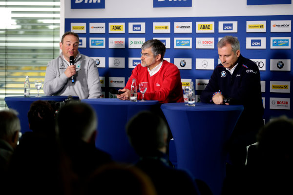 2017 DTM Testing & Media Day
Hockenheim, Germany.
Thursday 6 April 2017. Ullrich Fritz, Team principal Mercedes-AMG HWA, Dieter Gass, Head of DTM Audi Sport, Jens Marquardt, BMW Motorsport Director.
World Copyright: Alexander Trienitz/LAT Images
ref: Digital Image 2017-DTM-MD-HH-AT1-0126 2017 DTM Testing & Media Day
Hockenheim, Germany.
Thursday 6 April 2017. Ullrich Fritz, Team principal Mercedes-AMG HWA, Dieter Gass, Head of DTM Audi Sport, Jens Marquardt, BMW Motorsport Director.
World Copyright: Alexander Trienitz/LAT Images
ref: Digital Image 2017-DTM-MD-HH-AT1-0126