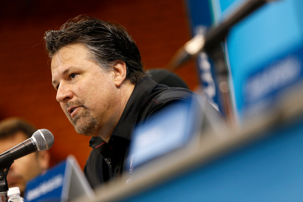 Miami e-Prix 2015.
Friday Press Conferences.
Michael Andretti - Andretti President, Chairman and CEO.
FIA Formula E World Championship.
Miami, Florida, USA.
Friday 13 March 2015.

Copyright: Adam Warner / LAT / FE
ref: Digital Image _L5R3130