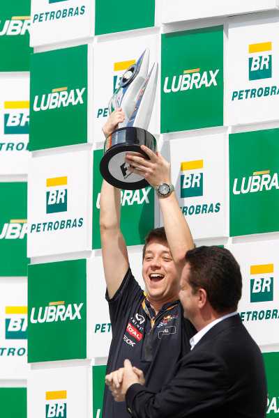 Interlagos, Sao Paulo, Brazil.
27th November 2011.
Will Courtney, Red Bull Racing Strategist. Podium. Portrait. 
World Copyright:Andrew Ferraro/LAT Photographic
ref: Digital Image _Q0C6473