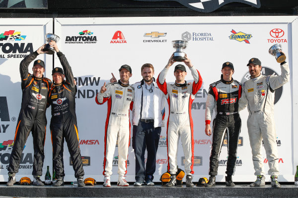 2017 BMW Endurance Challenge at Daytona
Daytona, Florida, USA.
Friday January 27 2017.
56, Porsche, Porsche Cayman, ST, Jeff Mosing, Eric Foss, 73, MINI, MINI JCW, ST, Derek Jones, Mat Pombo, 17, Porsche, Porsche Cayman, ST, Spencer Pumpelly, Nick Galante, podium
World Copyright: Michael L. Levitt/LAT Images 2017 BMW Endurance Challenge at Daytona
Daytona, Florida, USA.
Friday January 27 2017.
56, Porsche, Porsche Cayman, ST, Jeff Mosing, Eric Foss, 73, MINI, MINI JCW, ST, Derek Jones, Mat Pombo, 17, Porsche, Porsche Cayman, ST, Spencer Pumpelly, Nick Galante, podium
World Copyright: Michael L. Levitt/LAT Images